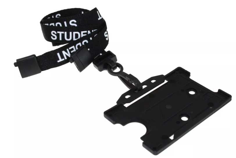 Black Student Lanyards with Plastic J Clip (Pack of 100) — lanyard view