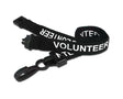 Black Volunteer Lanyards 15mm with White Text - Plastic J Clip (Pack of 100) — lanyard view