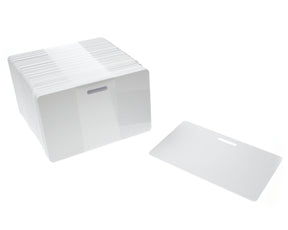 Blank White Slot Punched Plastic Cards Landscape (Pack of 100) — plastic cards (representative card or pack view)