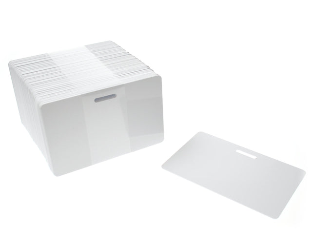 Blank White Slot Punched Plastic Cards Landscape (Pack of 100) — plastic cards (representative card or pack view)