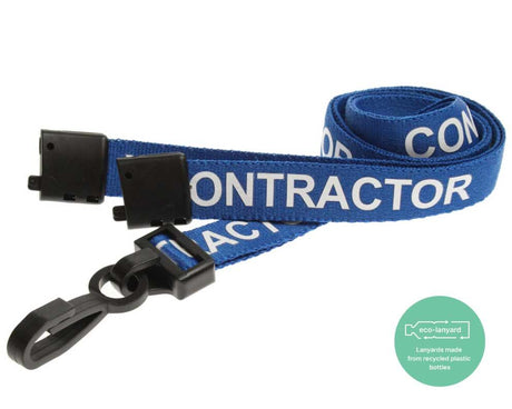 Blue Contractor Lanyards with Plastic J Clip (Pack of 100) — lanyard view