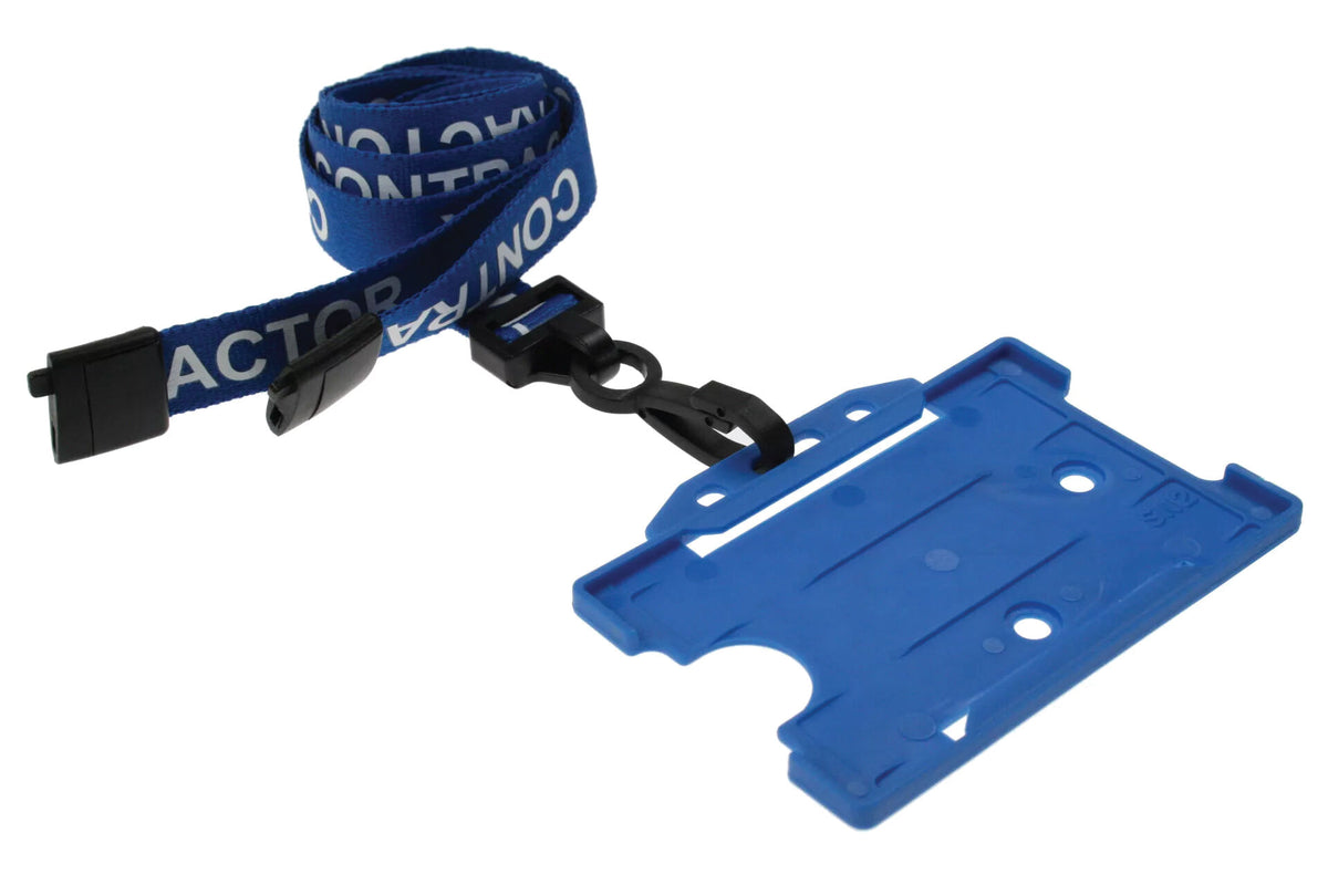 Blue Contractor Lanyards with Plastic J Clip (Pack of 100) — lanyard view
