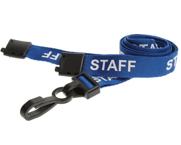 Blue Staff Lanyards with Plastic J Clip (Pack of 100) — lanyard view