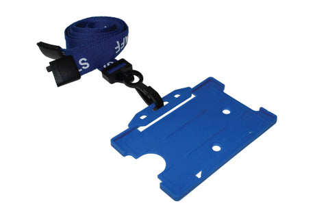 Blue Staff Lanyards with Plastic J Clip (Pack of 100) — lanyard view