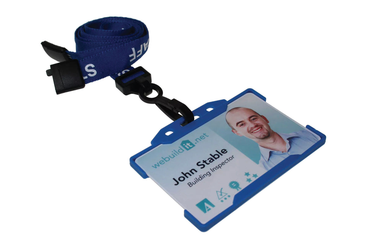 Blue Staff Lanyards with Plastic J Clip (Pack of 100) — lanyard view