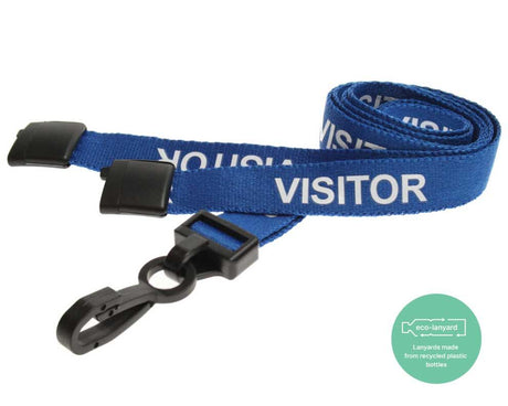 Blue Visitor Lanyards with Plastic J Clip (Pack of 100) — lanyard view