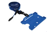 Blue Visitor Lanyards with Plastic J Clip (Pack of 100) — lanyard view