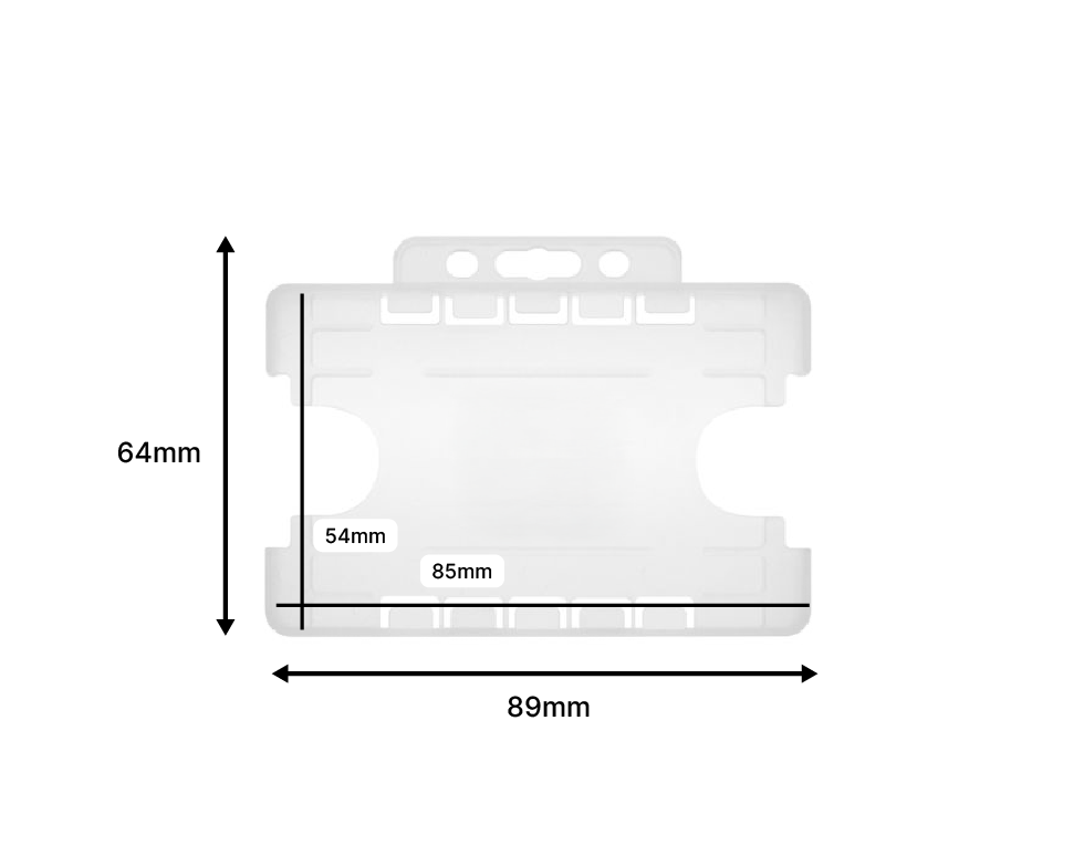 Clear Dual Sided BioBadge Open Faced ID Card Holders - Landscape (Pack of 100) — dimensions 2