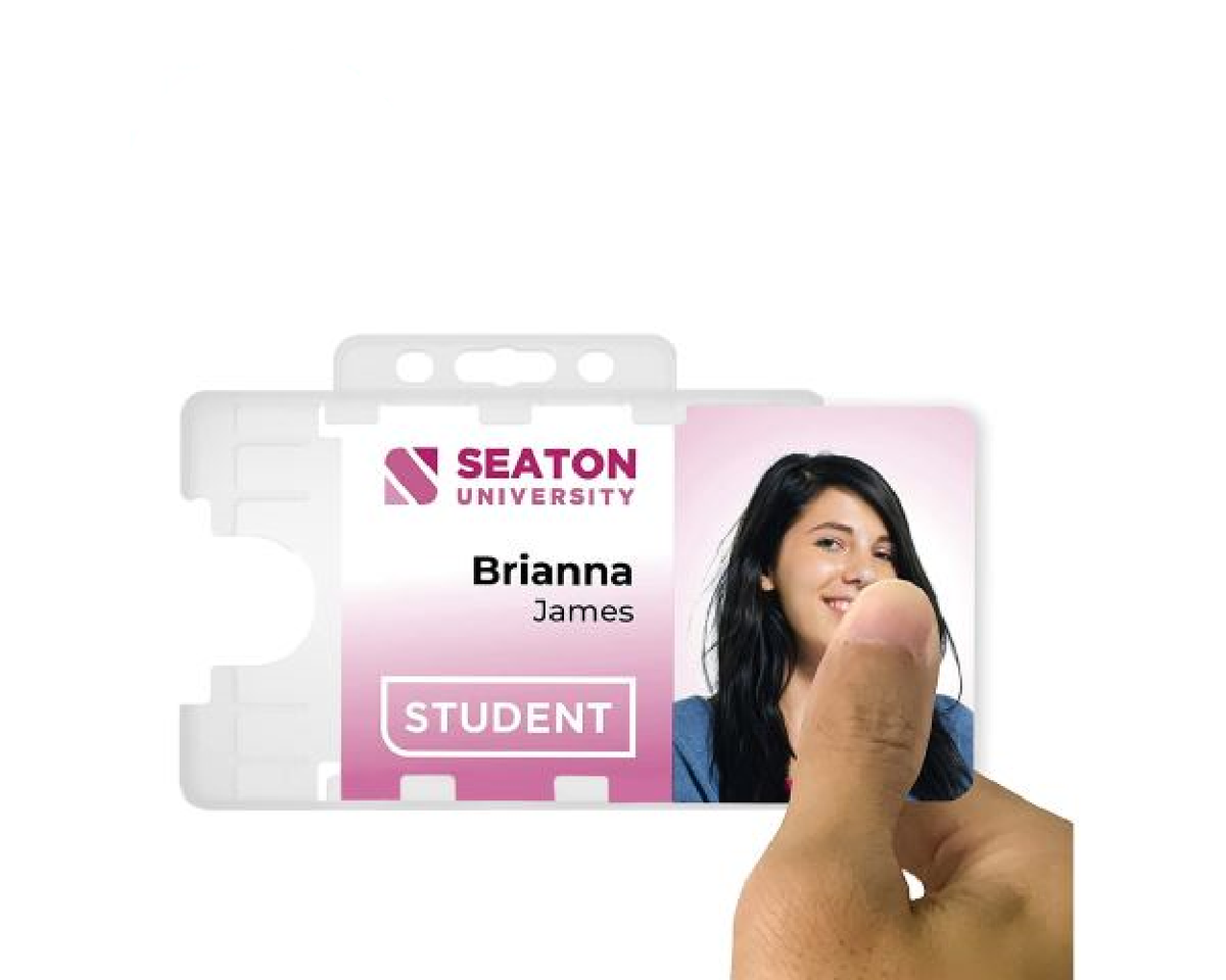Clear Dual Sided BioBadge Open Faced ID Card Holders - Landscape (Pack of 100) — usage example 3