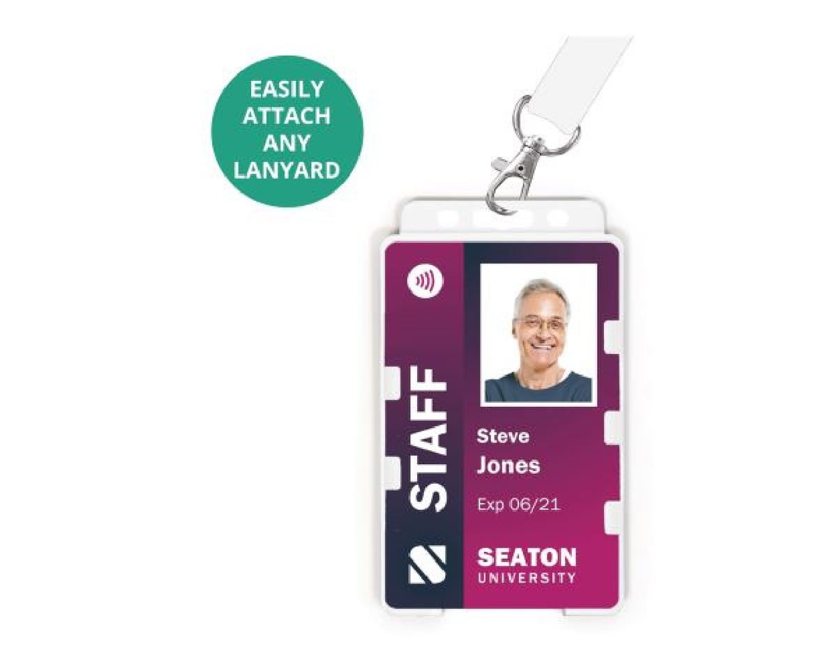 Clear Dual Sided BioBadge Open Faced ID Card Holders - Portrait (Pack of 100) — usage example 4