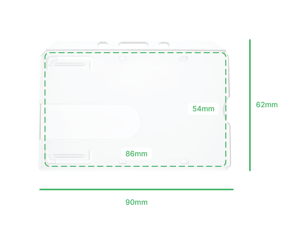 Clear Enclosed ID Card Holder with Thumb Slot - Landscape (Pack of 100) — dimensions 1