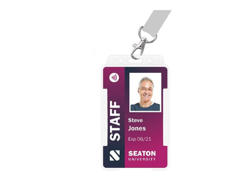 Clear Single Sided BioBadge Open Faced ID Card Holders - Portrait (Pack of 100) — usage example 4