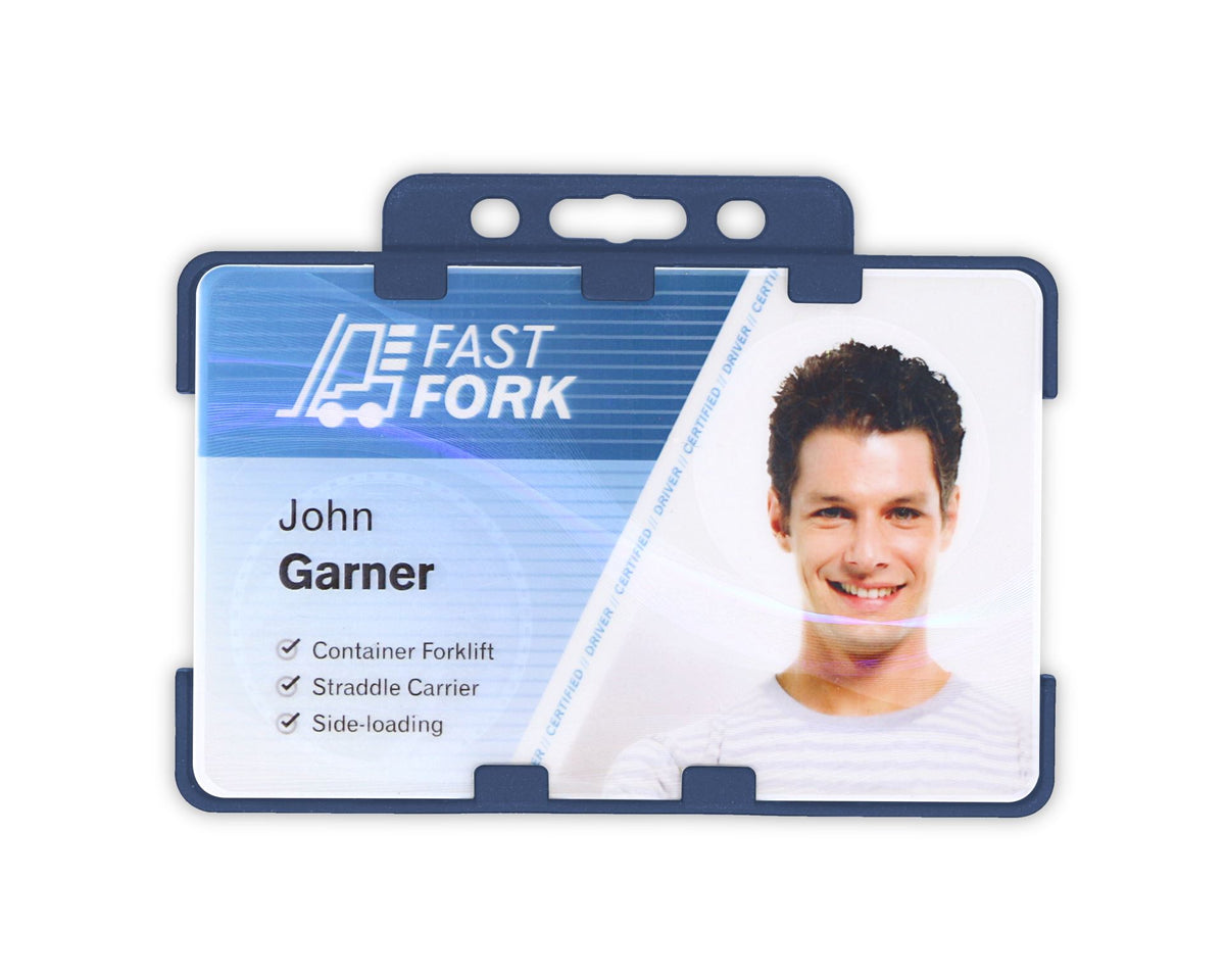 Dark Blue Dual Sided BioBadge Open Faced ID Card Holders - Landscape (Pack of 100) — additional product view 1