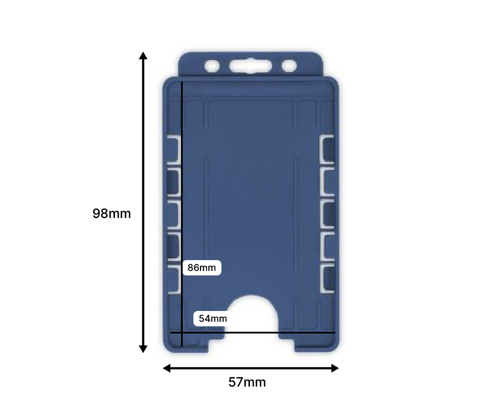 Dark Blue Dual Sided BioBadge Open Faced ID Card Holders - Portrait (Pack of 100) — dimensions 2