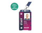 Dark Blue Dual Sided BioBadge Open Faced ID Card Holders - Portrait (Pack of 100) — usage example 4