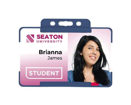 Dark Blue Single Sided BioBadge Open Faced ID Card Holders - Landscape (Pack of 100) — additional product view 1