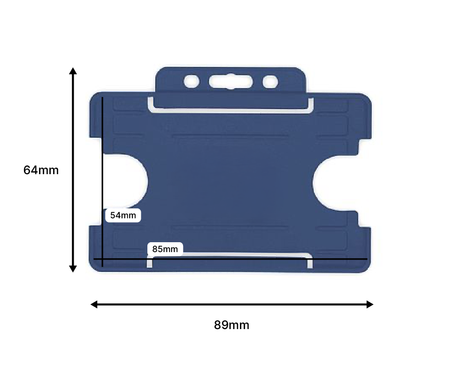 Dark Blue Single Sided BioBadge Open Faced ID Card Holders - Landscape (Pack of 100) — dimensions 2