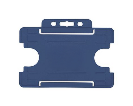 Dark Blue Single Sided BioBadge Open Faced ID Card Holders - Landscape (Pack of 100) — card holder view