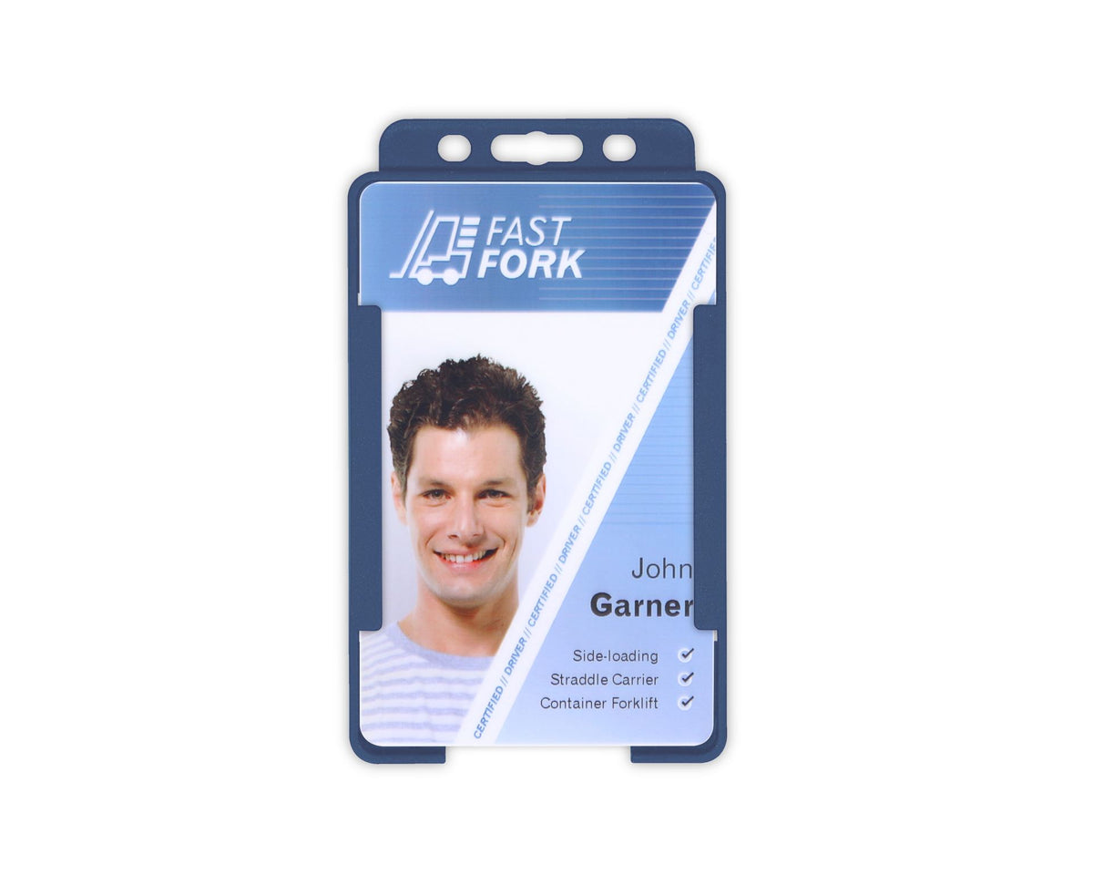 Dark Blue Single Sided BioBadge Open Faced ID Card Holders - Portrait (Pack of 100) — additional product view 1