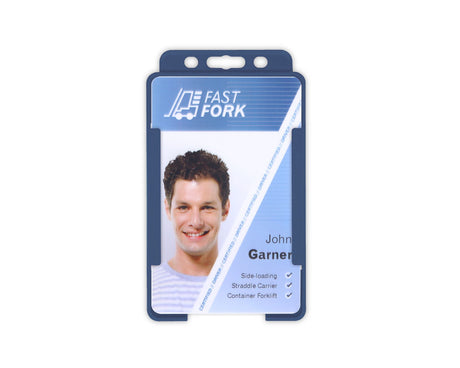 Dark Blue Single Sided BioBadge Open Faced ID Card Holders - Portrait (Pack of 100) — additional product view 1