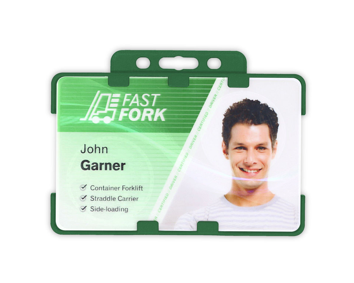 Dark Green Dual Sided BioBadge Open Faced ID Card Holders - Landscape (Pack of 100) — additional product view 1