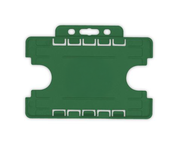 Dark Green Dual Sided BioBadge Open Faced ID Card Holders - Landscape (Pack of 100) — card holder view