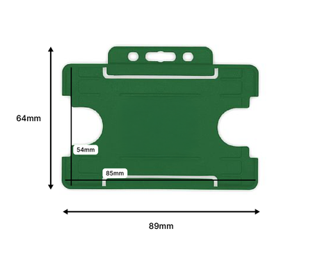 Dark Green Single Sided BioBadge Open Faced ID Card Holders - Landscape (Pack of 100) — dimensions 2