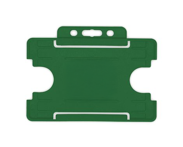 Dark Green Single Sided BioBadge Open Faced ID Card Holders - Landscape (Pack of 100) — card holder view