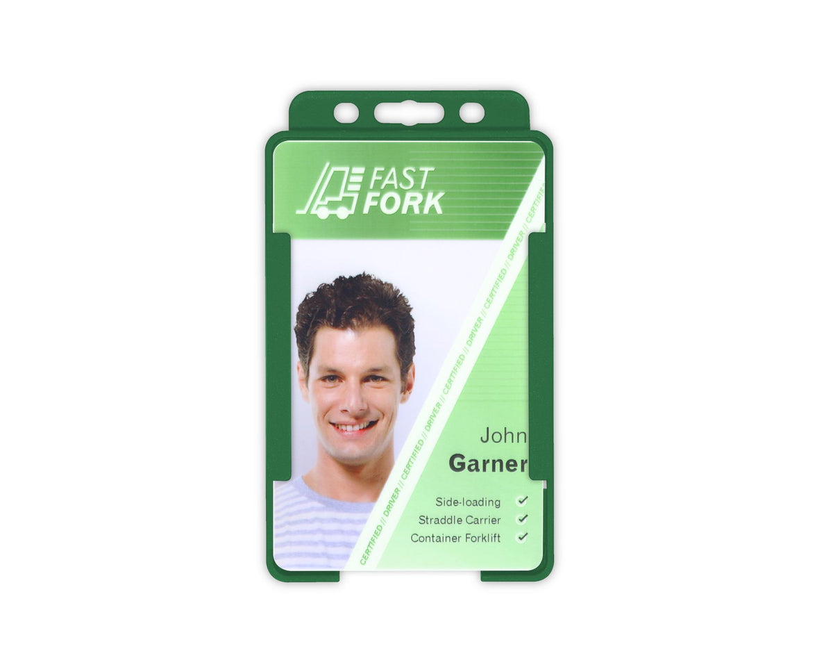 Dark Green Single Sided BioBadge Open Faced ID Card Holders - Portrait (Pack of 100) — additional product view 1