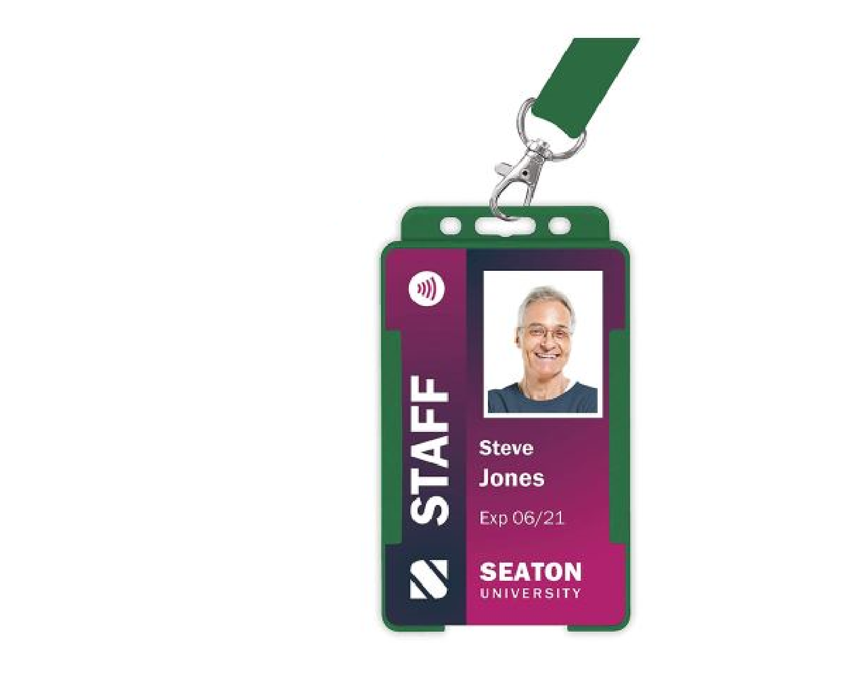 Dark Green Single Sided BioBadge Open Faced ID Card Holders - Portrait (Pack of 100) — usage example 4