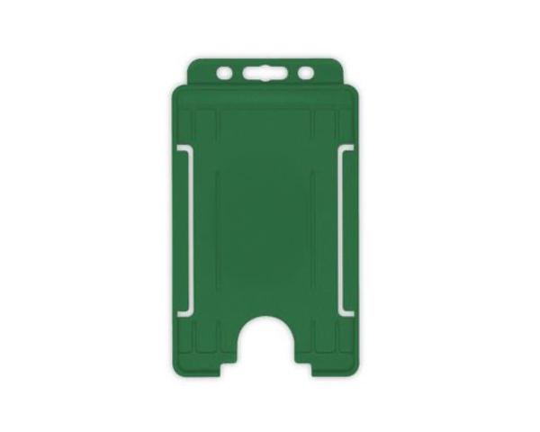 Dark Green Single Sided BioBadge Open Faced ID Card Holders - Portrait (Pack of 100) — card holder view
