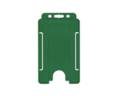 Dark Green Single Sided BioBadge Open Faced ID Card Holders - Portrait (Pack of 100) — card holder view