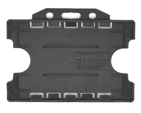 EvoHold Black Dual Sided Landscape ID Card Holders (Pack of 100) — card holder view