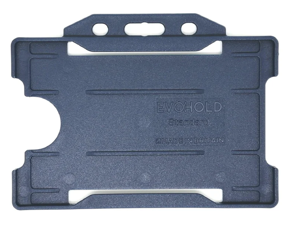 EvoHold Dark Blue Single Sided Landscape ID Card Holders (Pack of 100) — card holder view