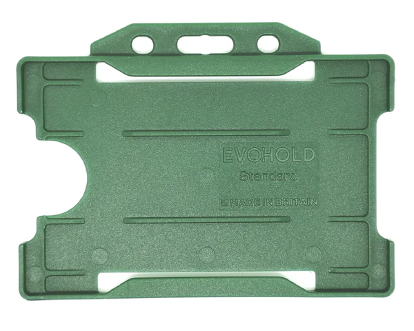 EvoHold Dark Green Single Sided Landscape ID Card Holders (Pack of 100) — card holder view