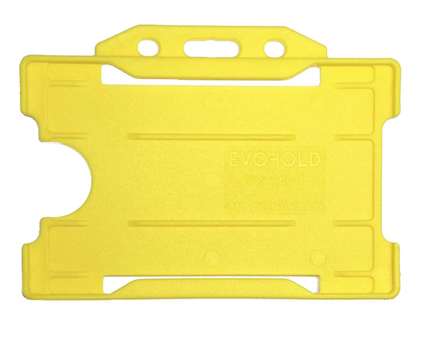 EvoHold Yellow Single Sided Landscape ID Card Holders (Pack of 100) — card holder view