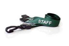 Green Staff Lanyards with Plastic J Clip (Pack of 100) — lanyard view