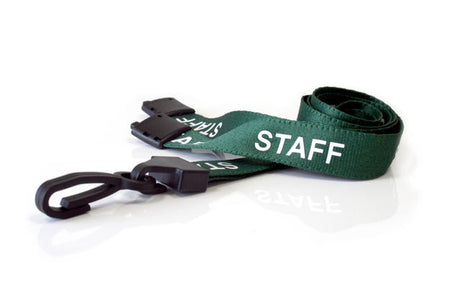 Green Staff Lanyards with Plastic J Clip (Pack of 100) — lanyard view