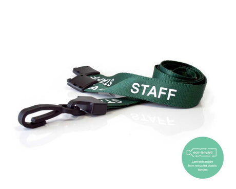 Green Staff Lanyards with Plastic J Clip (Pack of 100) — lanyard view