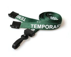 Green Temporary Lanyards with Plastic J Clip (Pack of 100) — lanyard view