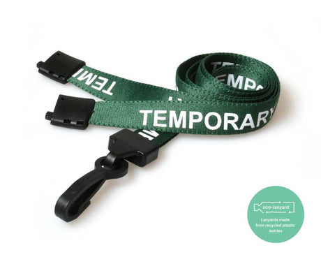 Green Temporary Lanyards with Plastic J Clip (Pack of 100) — lanyard view