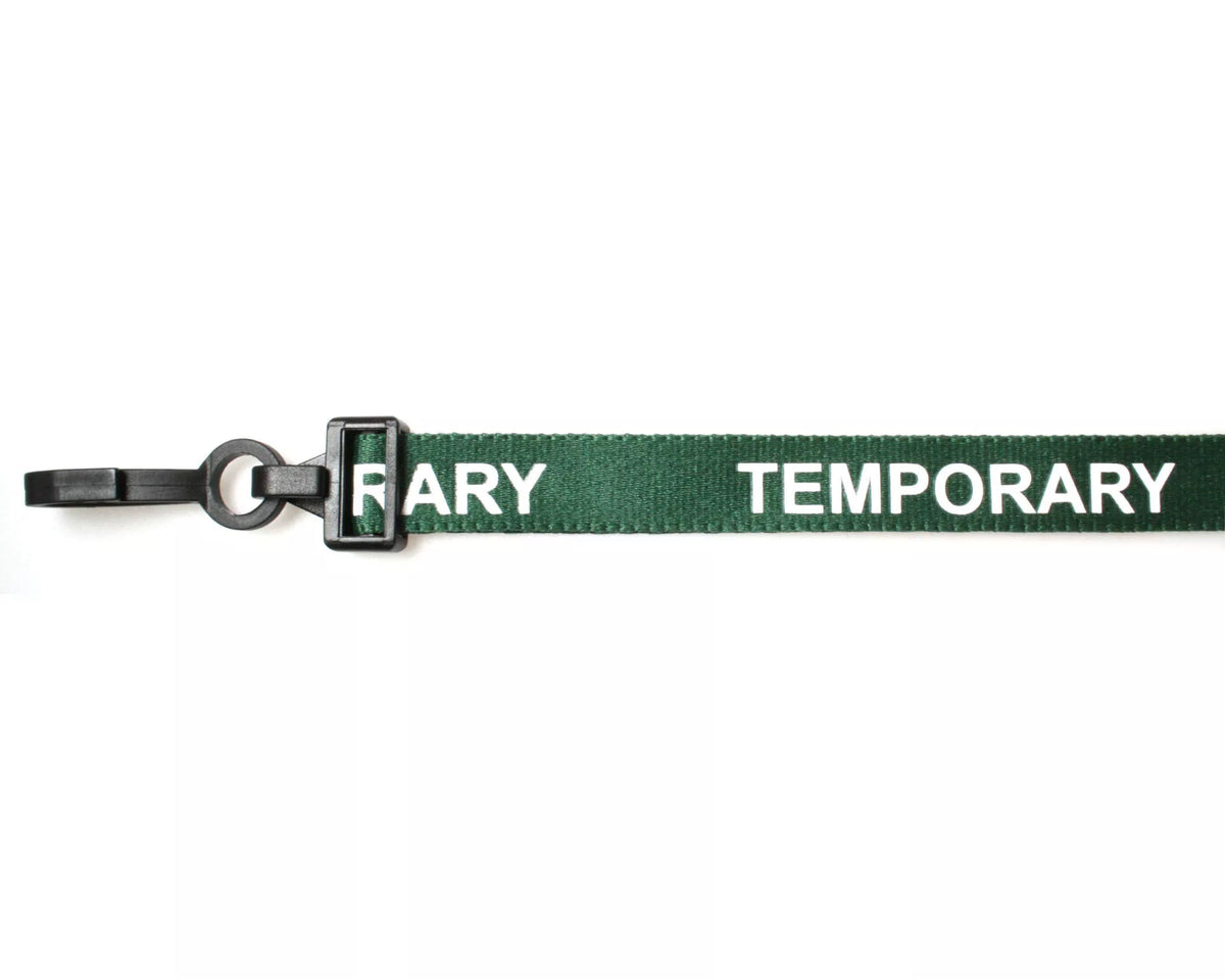 Green Temporary Lanyards with Plastic J Clip (Pack of 100) — lanyard view