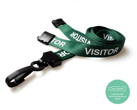 Green Visitor Lanyards with Plastic J Clip (Pack of 100) — lanyard view