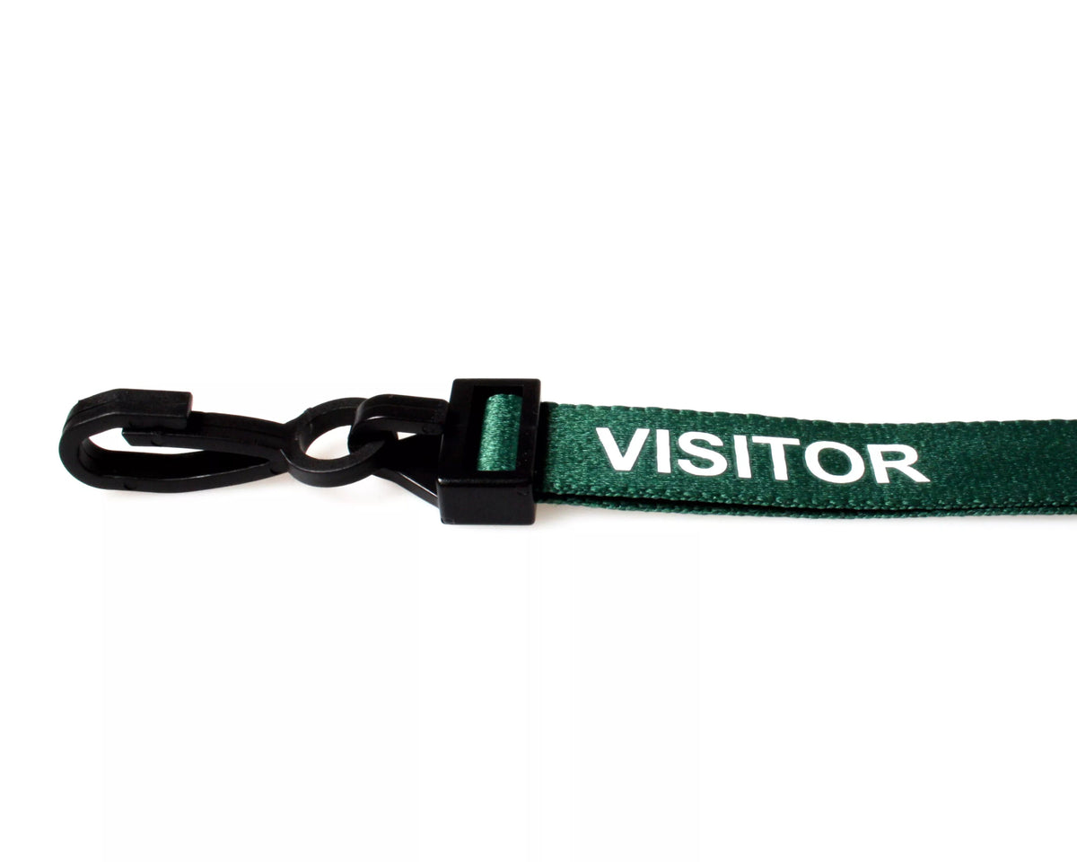 Green Visitor Lanyards with Plastic J Clip (Pack of 100) — lanyard view