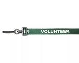 Green Volunteer Lanyards with Plastic J Clip (Pack of 100) — lanyard view