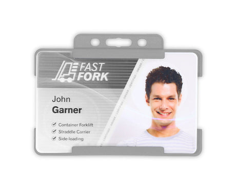 Grey Single Sided BioBadge Open Faced ID Card Holders - Landscape (Pack of 100) — additional product view 1