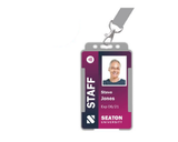 Grey Single-Sided BioBadge Open Faced ID Card Holders - Portrait (Pack of 100) — usage example 4