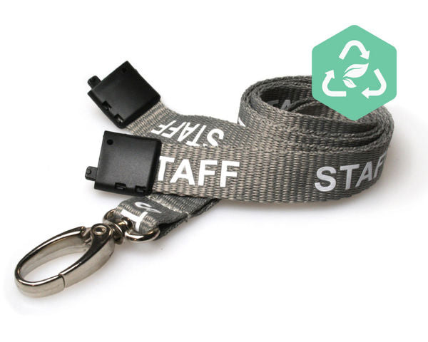Grey Staff Lanyards with Metal Lobster Clip (Pack of 100) — lanyard view