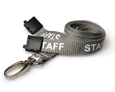 Grey Staff Lanyards with Metal Lobster Clip (Pack of 100) — lanyard view
