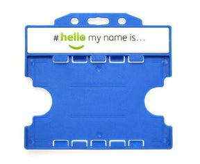 'Hello My Name Is' Light Blue Dual-Sided Card Holders (Pack of 100) — card holder view